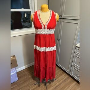 Eva Mendes NY & Company  Bohemian Embroidered Maxi Dress Size Small